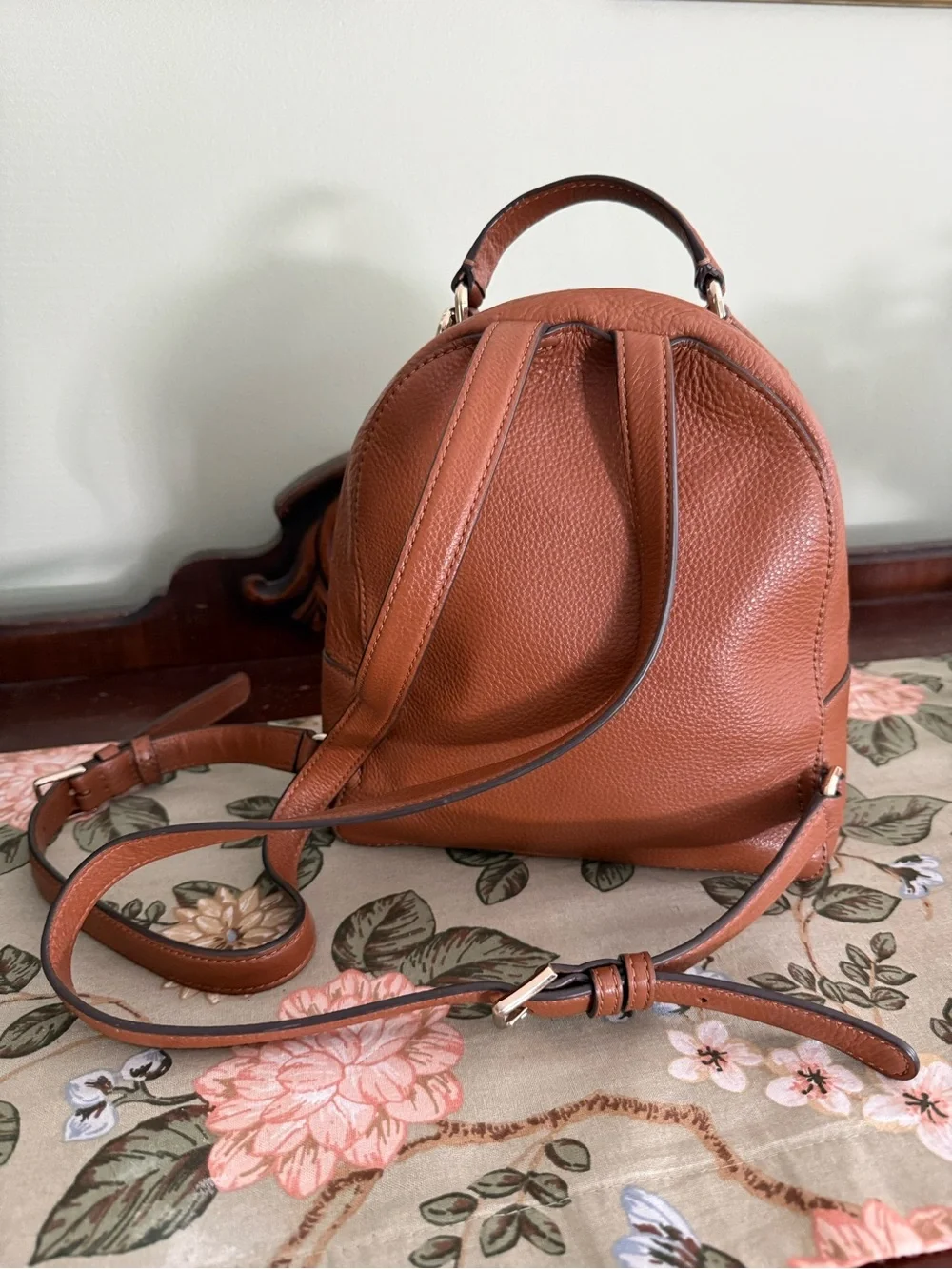kate spade Pebbled Leather Mini Backpack in Cognac